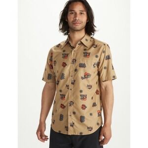 Marmot Men Medium Brown Syrocco Shetland DJ Javier Lightweight Button Shirt NWT